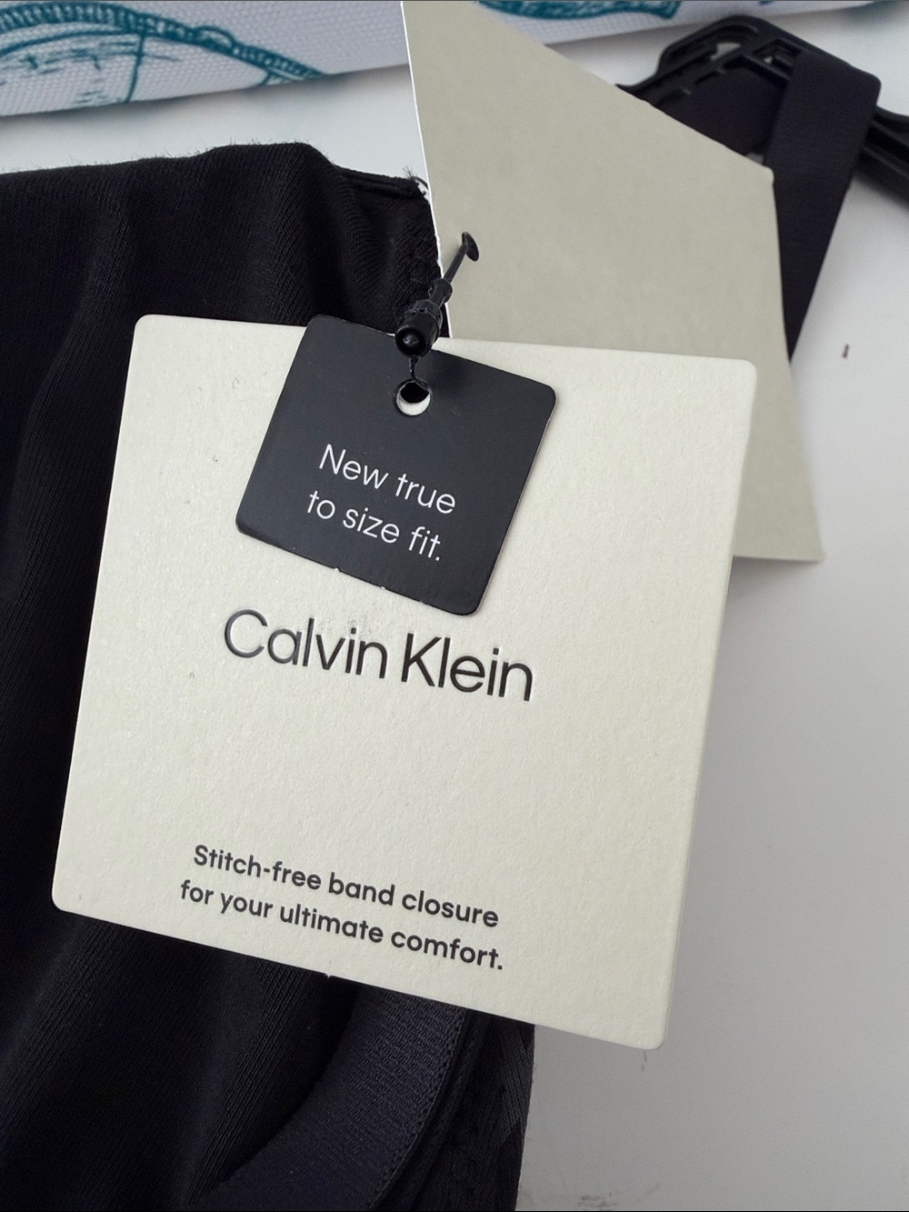 Calvin Klein Black Logo-Print Lightly Lined Triangle Bra - Picture 4 of 11